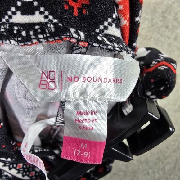 No Boundaries Womens Christmas Fair Isle Leggings Red Black Stretch Knit Medium - Picture 3 of 7